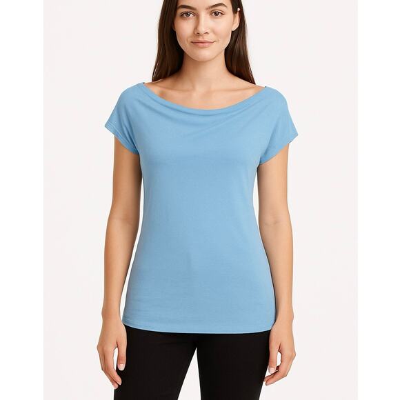 San Francisco City Lights Soft Drape Neck Tee T-Shirt Light Blue Size Small NEW - Picture 1 of 7